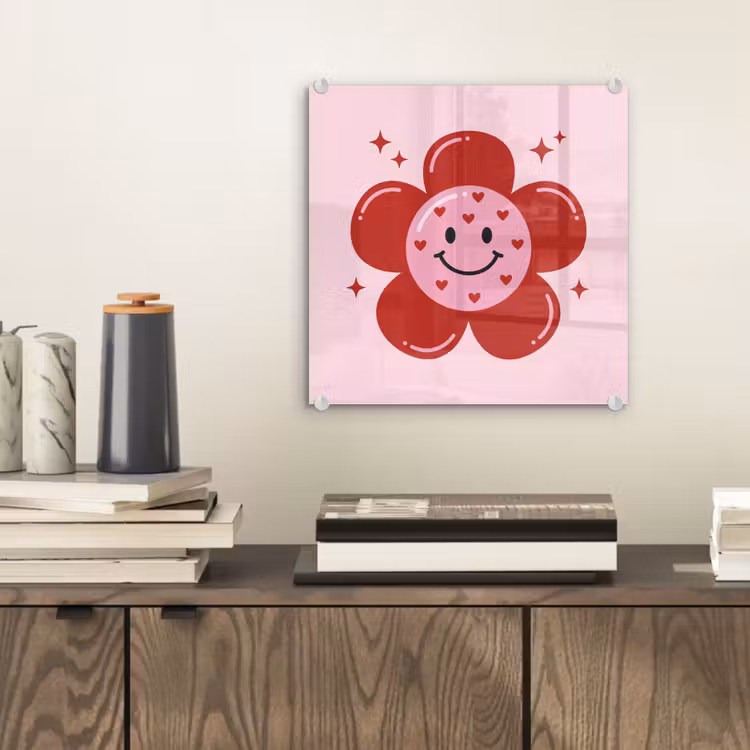 Bloem - Roze - Hartjes plexiglas 5mm klein -sfeer1
