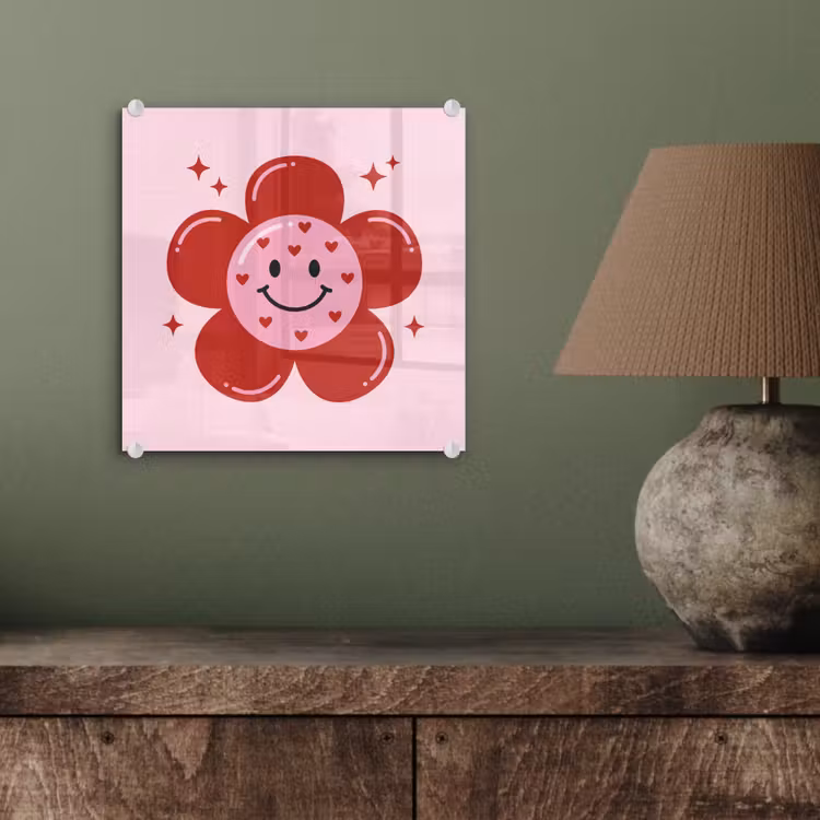 Bloem - Roze - Hartjes plexiglas 5mm klein -sfeer3