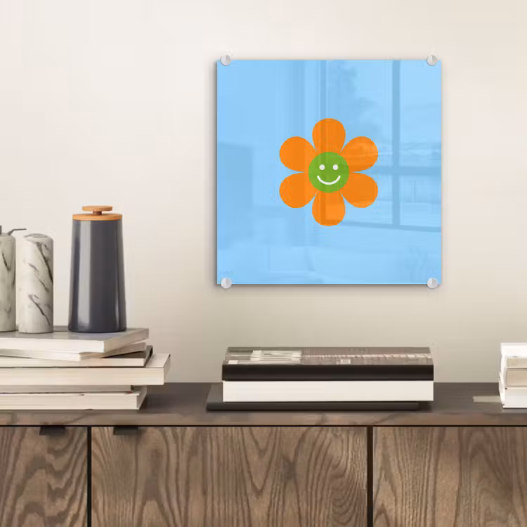 Bloem - Smiley - Kleurrijk plexiglas 5mm klein -sfeer1