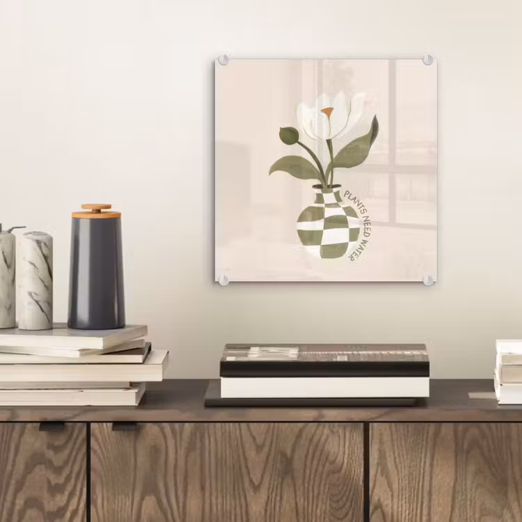 Bloem - Wit - Vaas - Quote plexiglas 5mm klein -sfeer1