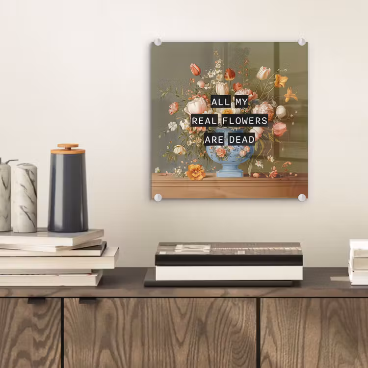 Bloem - Quote - Vintage - Art plexiglas 5mm klein -sfeer1