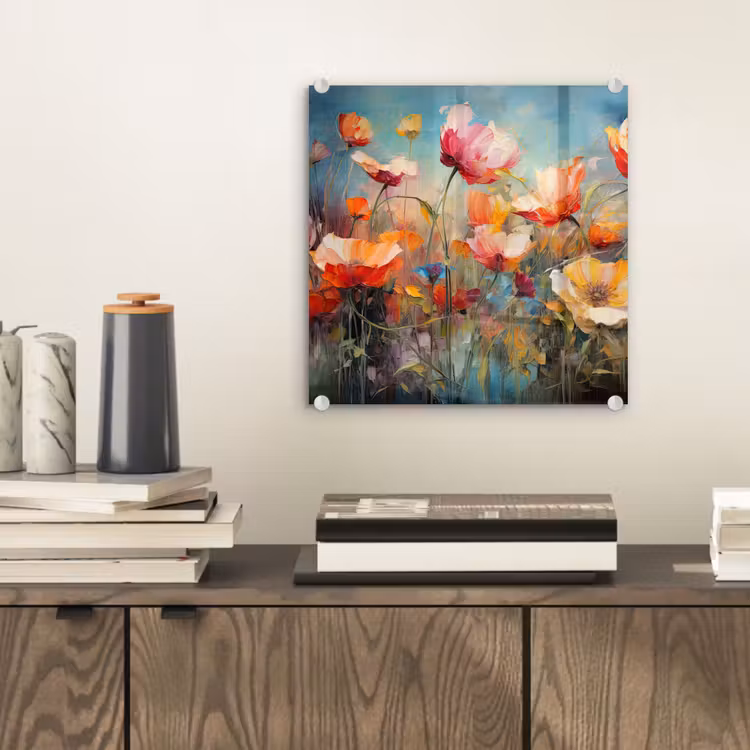 Bloemen - Watercolor - Kunst - Botanisch - Natuur plexiglas 5mm klein -sfeer1