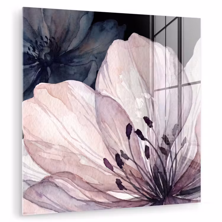 Bloemen - Aquarel - Modern - Roze - Donker plexiglas 5mm klein -zzzproduct_nieuw