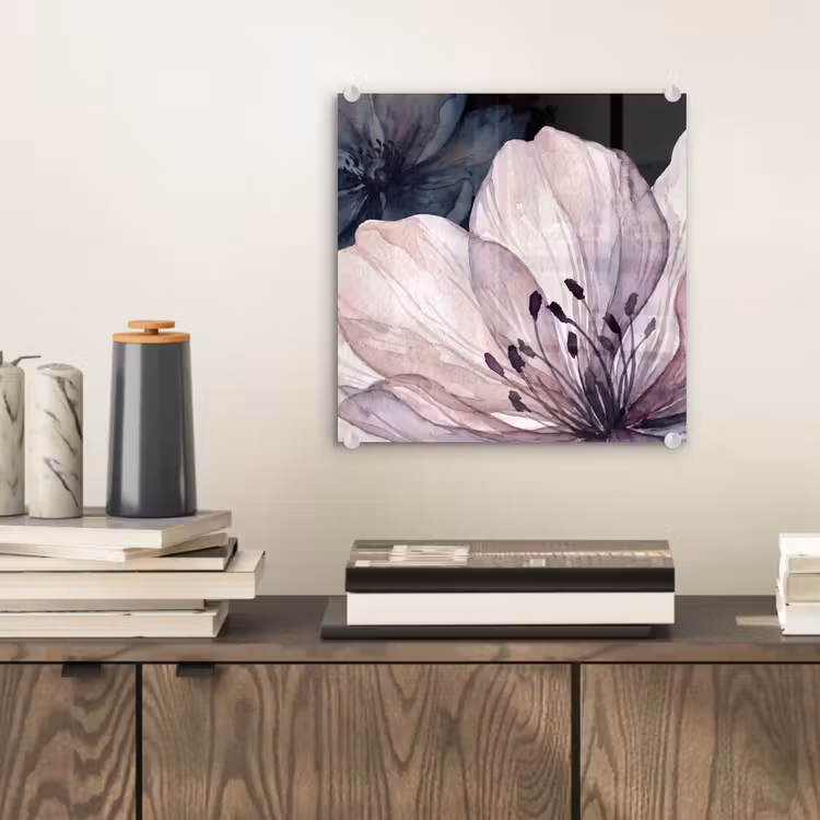 Bloemen - Aquarel - Modern - Roze - Donker plexiglas 5mm klein -sfeer1