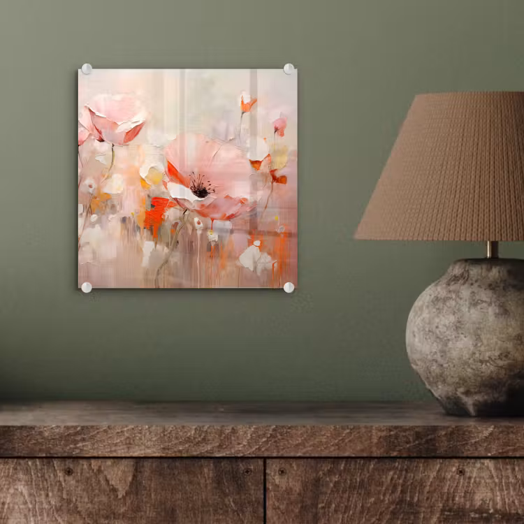 Bloemen - Watercolor - Roze - Abstract - Kunst plexiglas 5mm klein -sfeer3