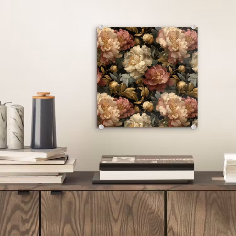 Bloemen - Barok - Patroon - Roze - Crème plexiglas 5mm klein 11 -sfeer1