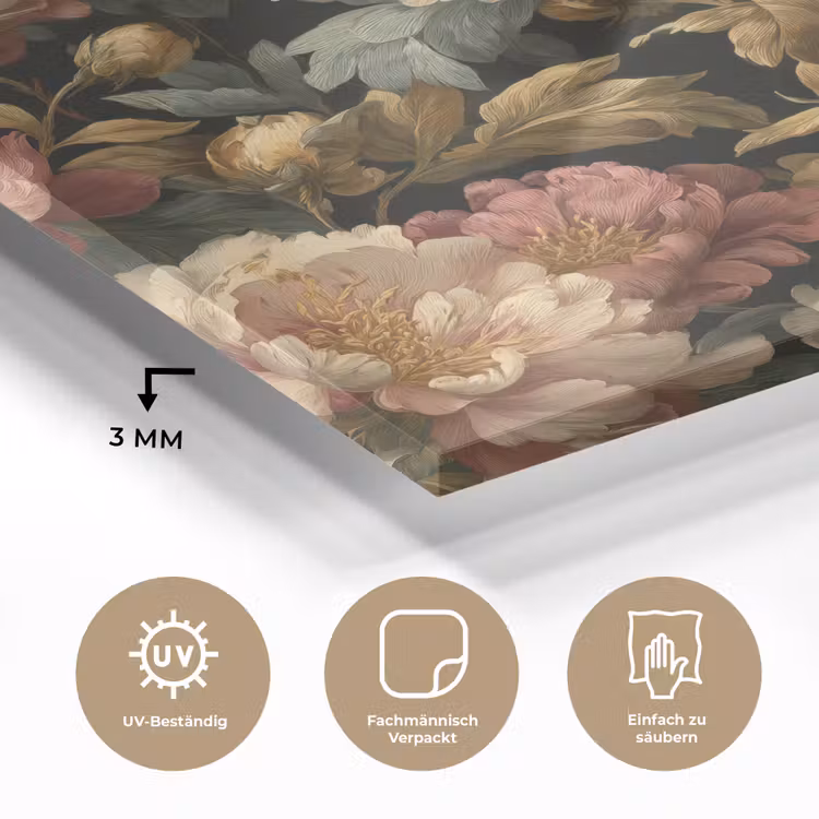 Bloemen - Barok - Patroon - Roze - Crème plexiglas 5mm klein 11 -wsfeer2_DE