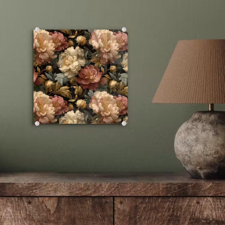 Bloemen - Barok - Patroon - Roze - Crème plexiglas 5mm klein 11 -sfeer3
