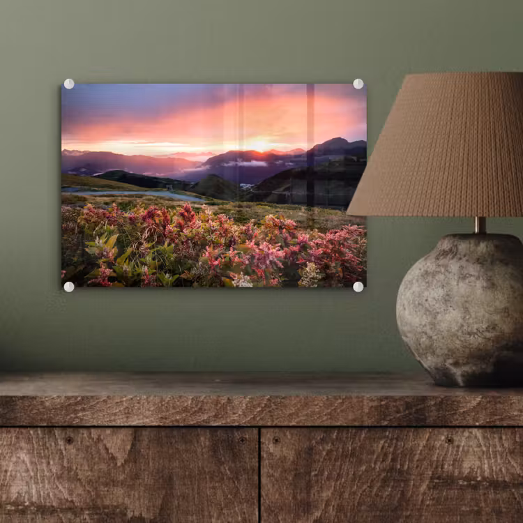 Bloemen - Bergen - Landschap - Nacht - Lucht - Roze plexiglas 5mm klein -wsfeer2_DE