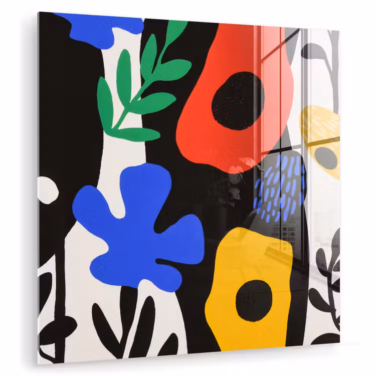 Bloemen - Bladeren - Abstract - Zwart plexiglas 5mm klein -zzzproduct_nieuw