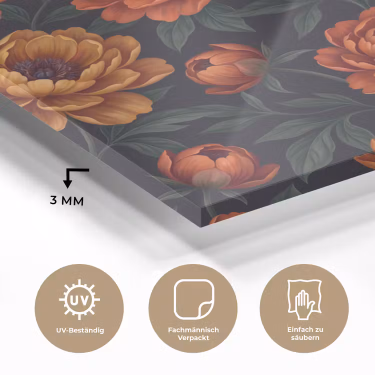 Bloemen - Bladeren - Natuur - Modern - Oranje plexiglas 5mm klein -wsfeer2_DE