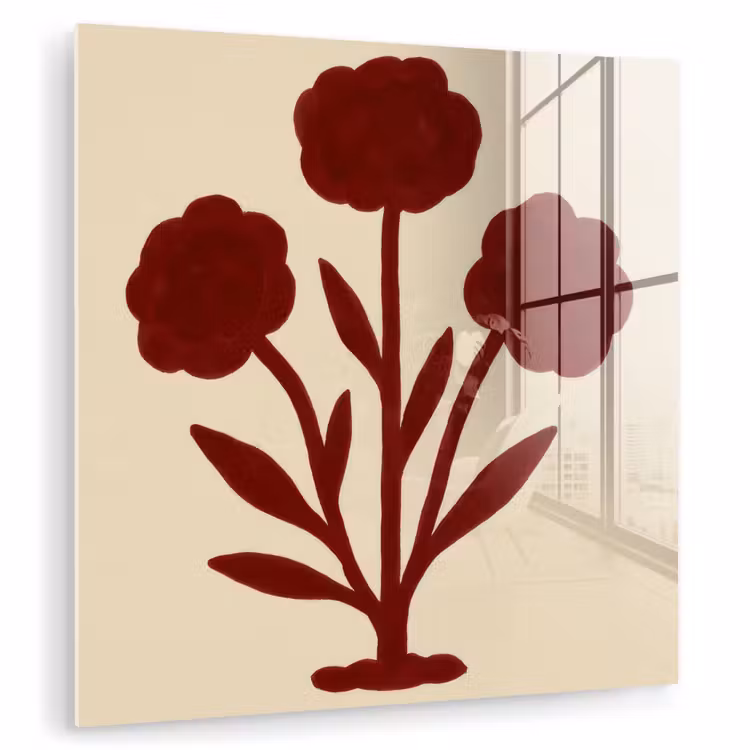 Bloemen - Bladeren - Rood - Minimalistisch plexiglas 5mm klein -zzzproduct_nieuw