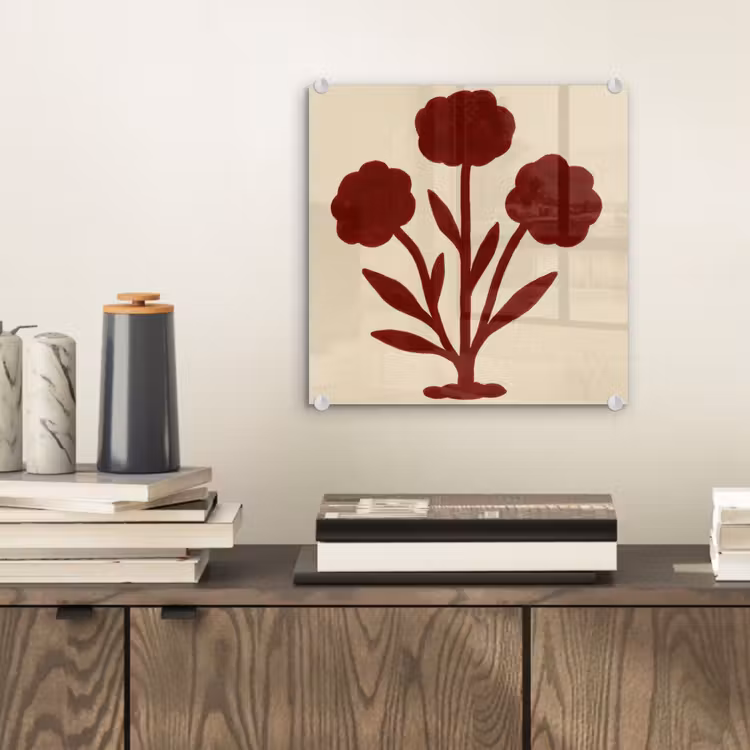 Bloemen - Bladeren - Rood - Minimalistisch plexiglas 5mm klein -sfeer1