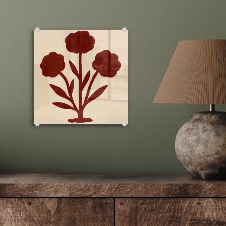 Bloemen - Bladeren - Rood - Minimalistisch plexiglas 5mm klein -sfeer3