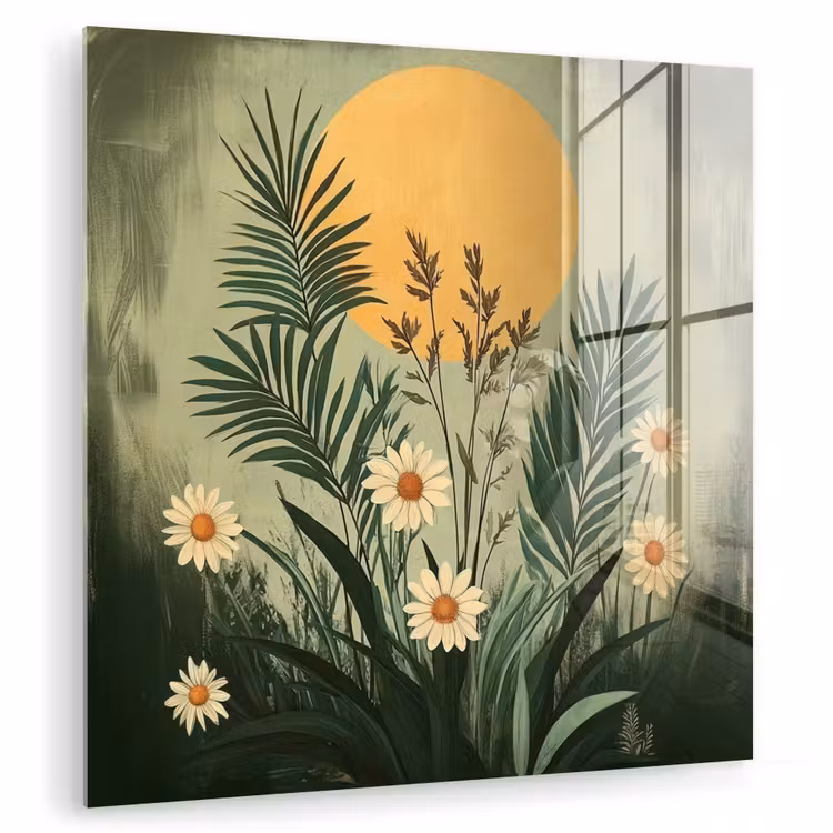 Bloemen - Bladeren - Zon - Groen plexiglas 5mm klein -zzzproduct_nieuw