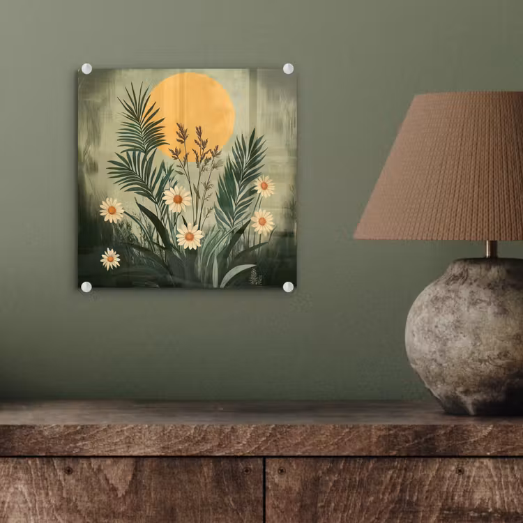 Bloemen - Bladeren - Zon - Groen plexiglas 5mm klein -sfeer3