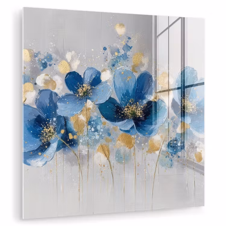 Bloemen - Blauw - Abstract plexiglas 5mm klein -zzzproduct_nieuw