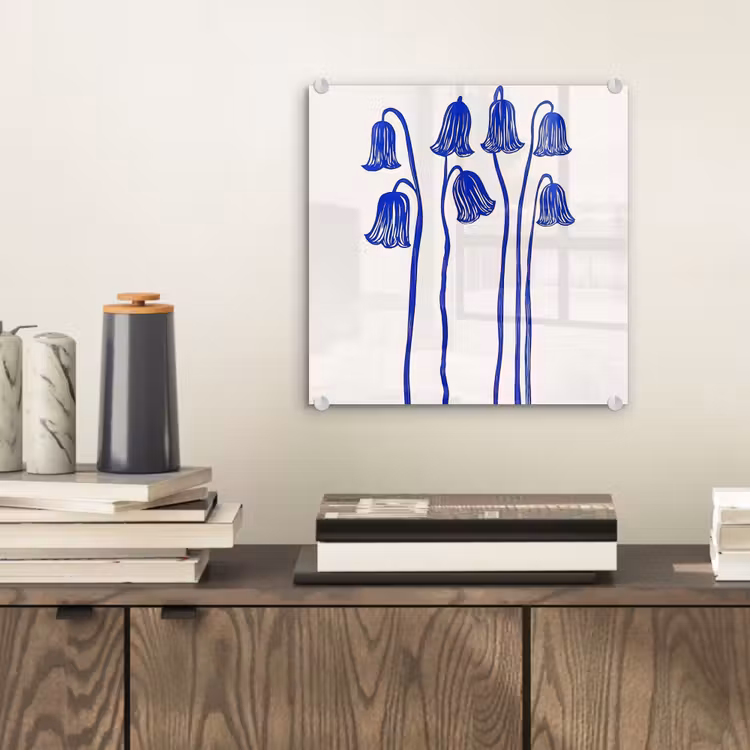 Bloemen - Blauw - Lijnen - Bloemblaadjes plexiglas 5mm klein -sfeer1
