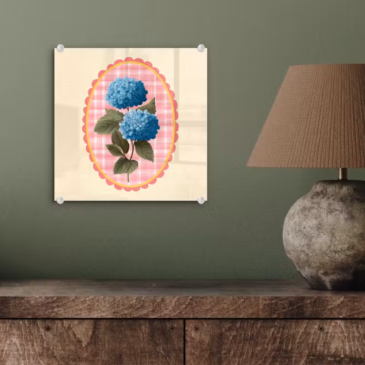 Bloemen - Blauw - Lijst - Bladeren plexiglas 5mm klein -sfeer3