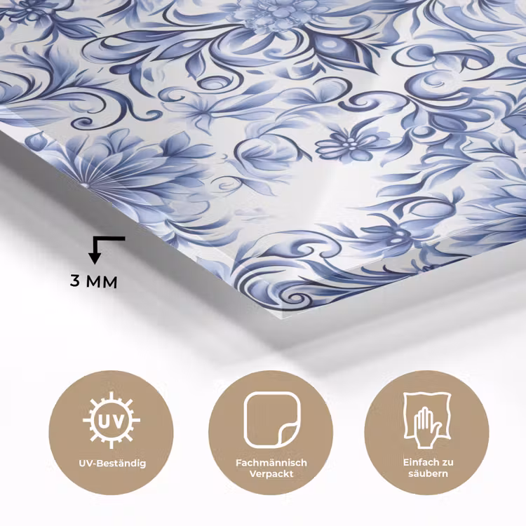 Bloemen - Blauw - Patroon - Wit plexiglas 5mm klein 11 -wsfeer2_DE