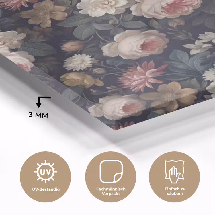 Bloemen - Boeket - Botanisch - Vintage - Donkere achtergrond plexiglas 5mm klein -wsfeer2_DE