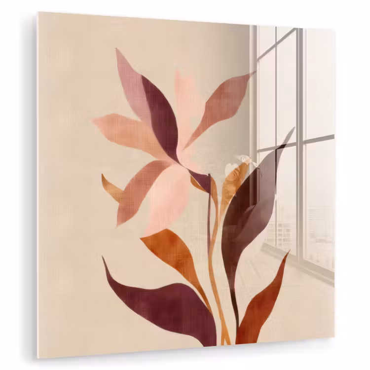 Bloemen - Blaadjes - Minimalistisch - Roze plexiglas 5mm klein -zzzproduct_nieuw