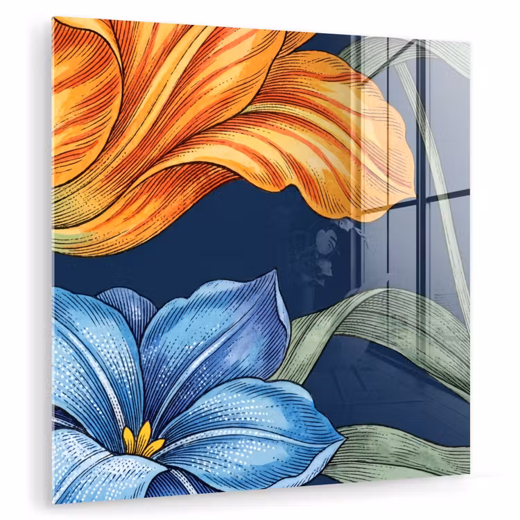 Glasbild - Blumen – Botanik – Muster - Bloemen - Botanisch - Patroon plexiglas 5mm klein