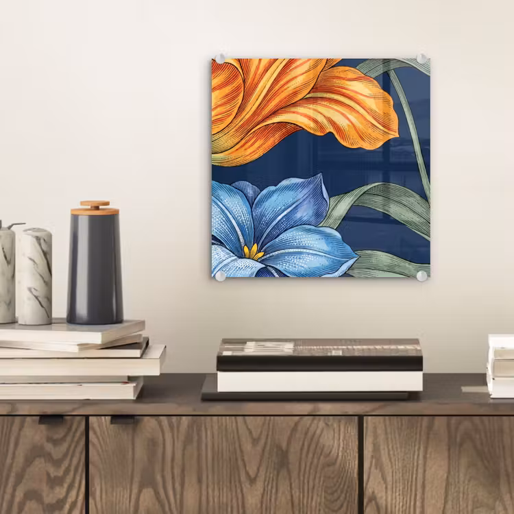 Glasbild - Blumen – Botanik – Muster - Bloemen - Botanisch - Patroon plexiglas 5mm klein