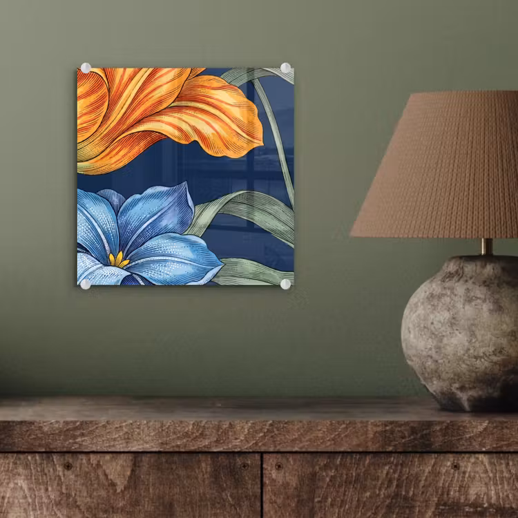 Glasbild - Blumen – Botanik – Muster - Bloemen - Botanisch - Patroon plexiglas 5mm klein