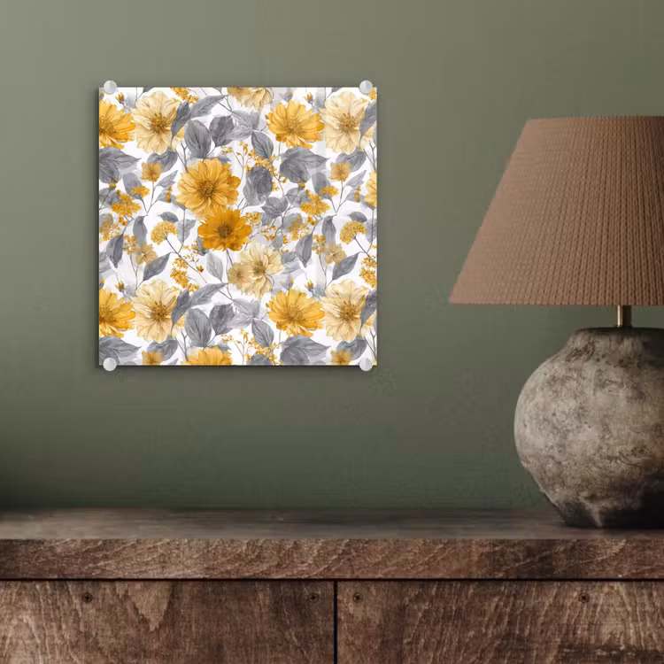 Bloemen - Botanisch - Elegant - Okergeel - Grijs plexiglas 5mm klein 11 -sfeer3