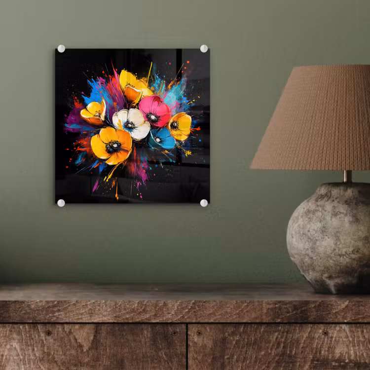 Bloemen - Kleurrijk - Graffiti - Modern - Boeket plexiglas 5mm klein -sfeer3