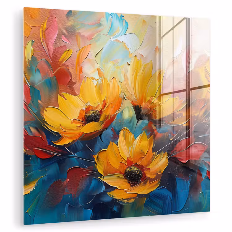 Bloemen - Dahlia - Kunst - Oranje - Watercolor plexiglas 5mm klein -zzzproduct_nieuw