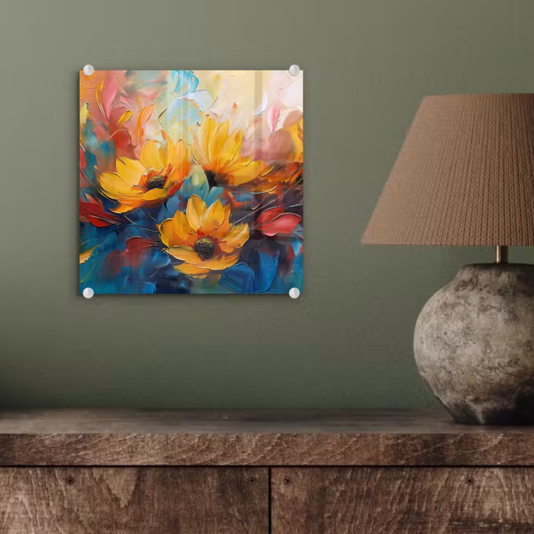 Bloemen - Dahlia - Kunst - Oranje - Watercolor plexiglas 5mm klein -sfeer3