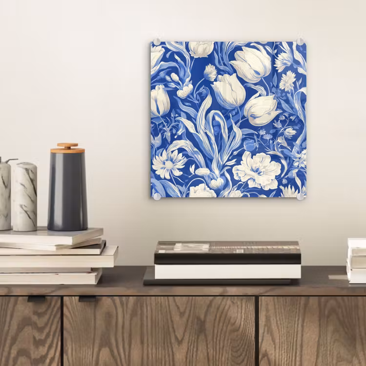 Bloemen - Delfts Blauw - Patroon - Tulp plexiglas 5mm klein -sfeer1