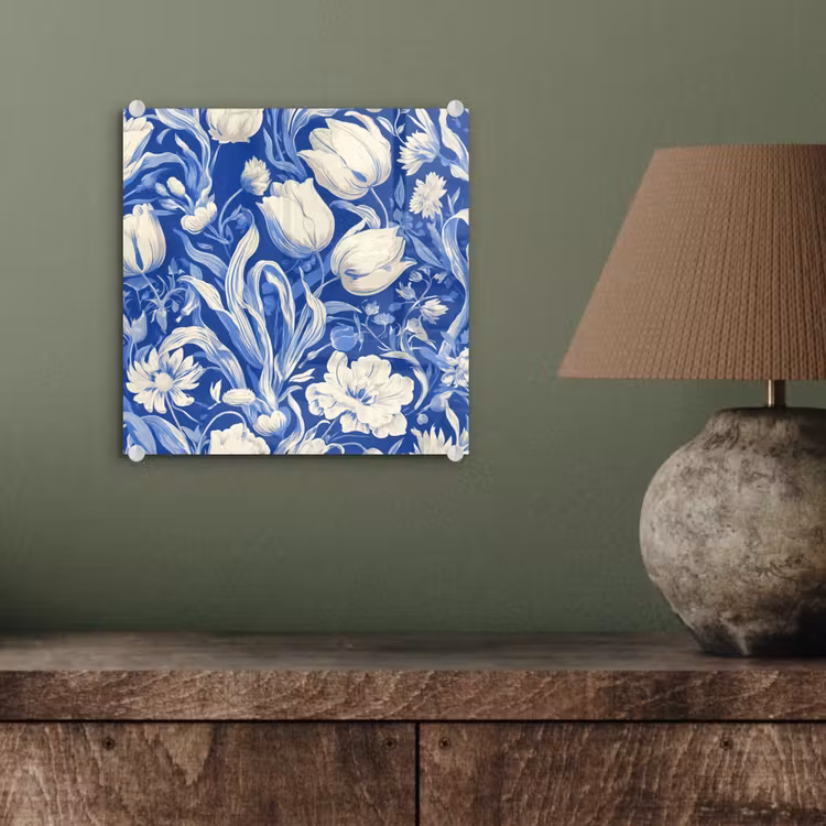 Bloemen - Delfts Blauw - Patroon - Tulp plexiglas 5mm klein -sfeer3