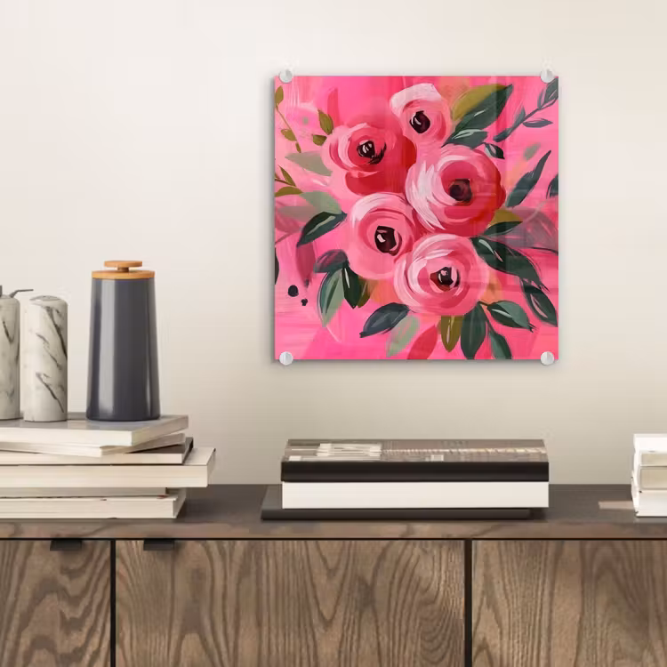 Bloemen - Verf - Roze plexiglas 5mm klein -sfeer1