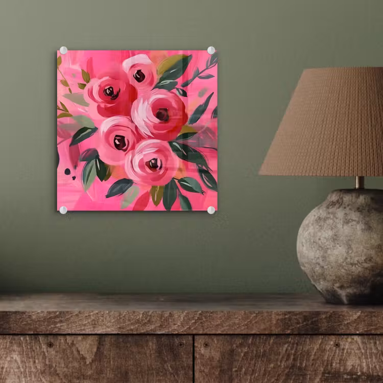 Bloemen - Verf - Roze plexiglas 5mm klein -sfeer3