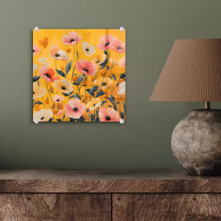 Bloemen - Veld - Geel plexiglas 5mm klein -sfeer3