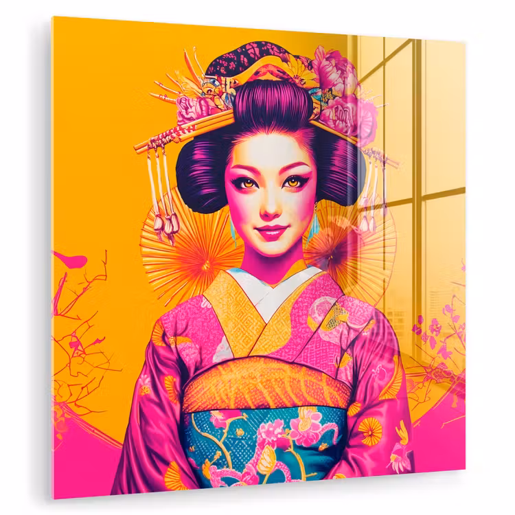 Bloemen - Vrouw - Kimono - Roze plexiglas 5mm klein -zzzproduct_nieuw