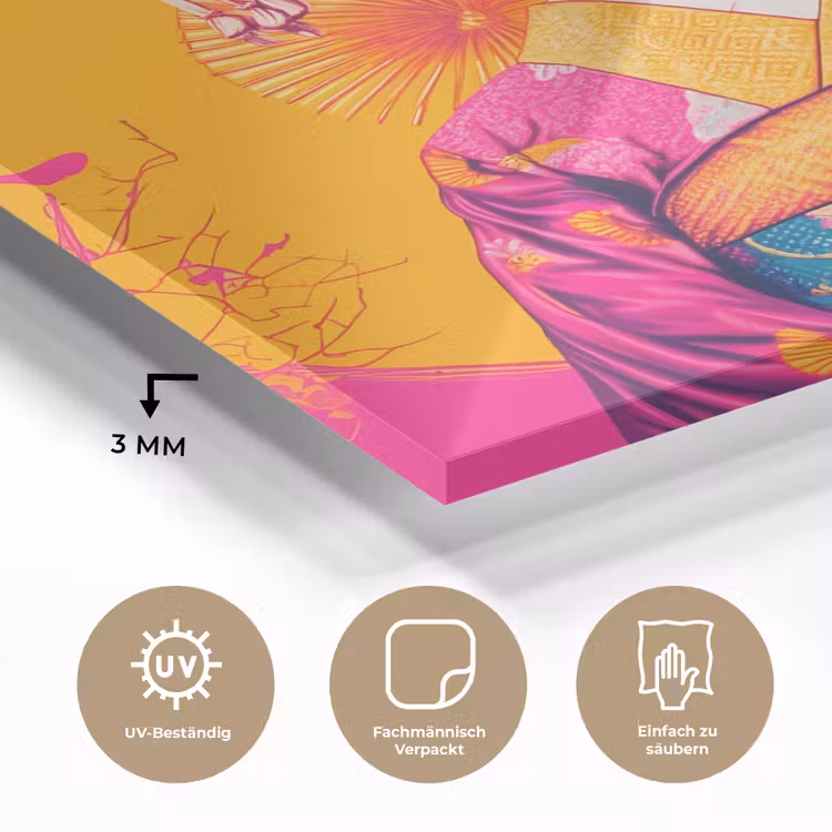 Bloemen - Vrouw - Kimono - Roze plexiglas 5mm klein -wsfeer2_DE