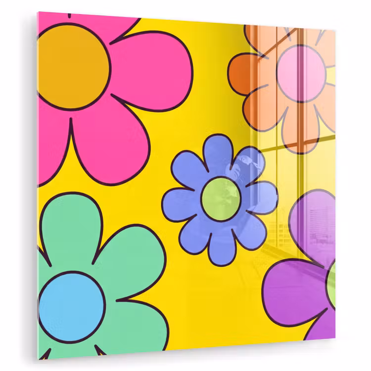 Bloemen - Illustratie - Kleurrijk plexiglas 5mm klein -zzzproduct_nieuw
