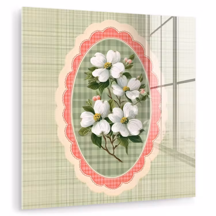 Bloemen - Illustratie - Geruit - Groen plexiglas 5mm klein -zzzproduct_nieuw