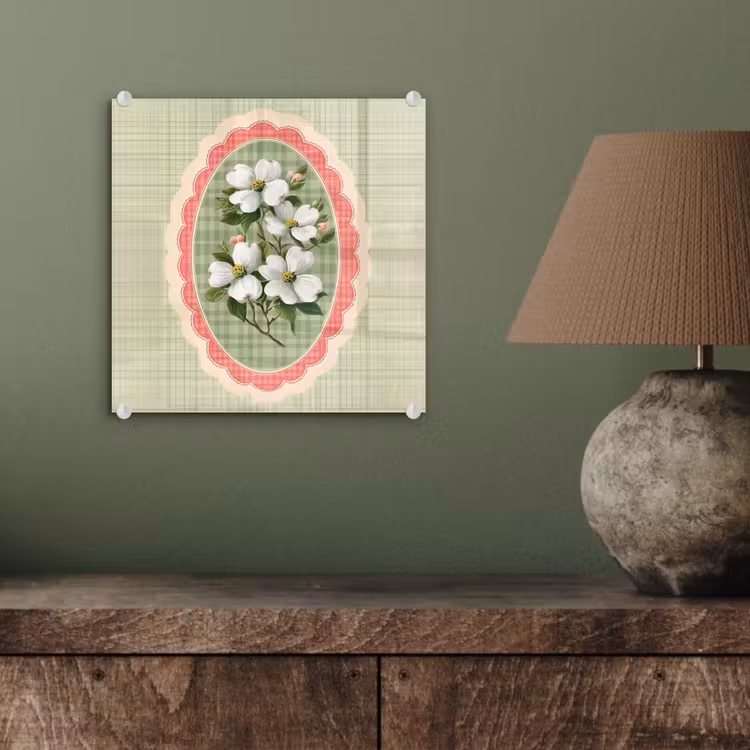 Bloemen - Illustratie - Geruit - Groen plexiglas 5mm klein -sfeer3
