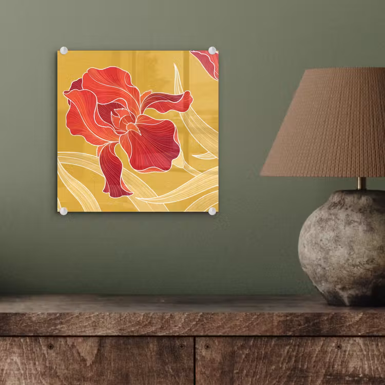 Glasbild - Blumen – Illustration – Rot - Bloemen - Illustratie - Rood plexiglas 5mm klein