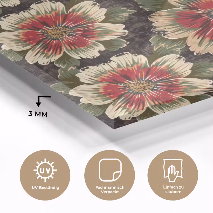 Bloemen - Klassiek - Patroon - Rood plexiglas 5mm klein 11 -wsfeer2_DE