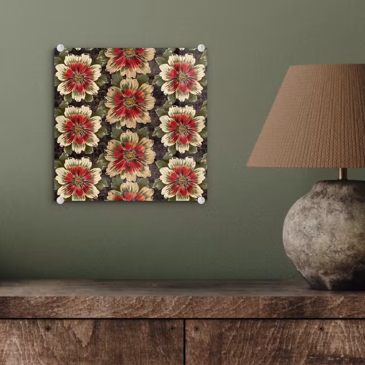 Bloemen - Klassiek - Patroon - Rood plexiglas 5mm klein 11 -sfeer3