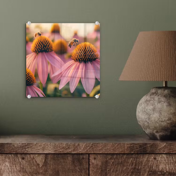 Bloemen - Paars - Bijen plexiglas 5mm klein -sfeer3
