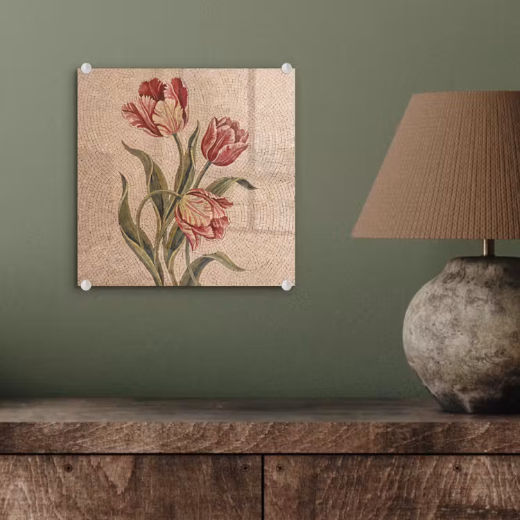 Bloemen - Mozaïek - Rood - Groen - Kunst plexiglas 5mm klein -sfeer3