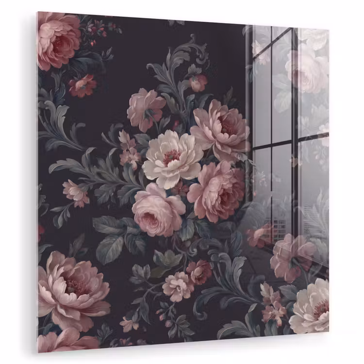 Bloemen - Patroon - Sierlijk - Roze - Donker plexiglas 5mm klein -zzzproduct_nieuw