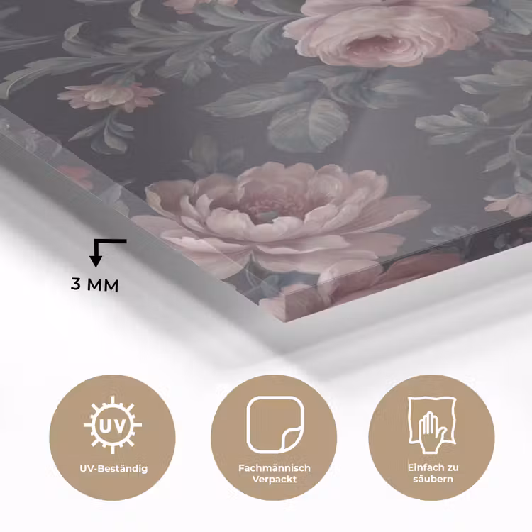 Bloemen - Patroon - Sierlijk - Roze - Donker plexiglas 5mm klein -wsfeer2_DE
